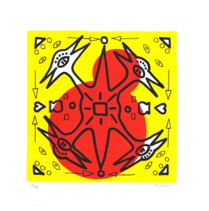 zeefdruk Vogel, 4 koppen Henk de Bouter